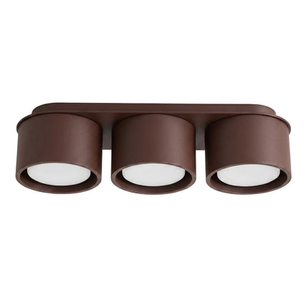 Plafonnier triple Pastille brun chocolat, packshot sur fond blanc