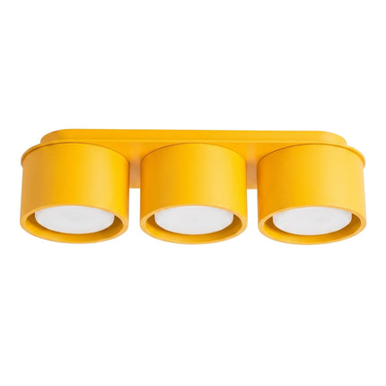 Plafonnier triple Pastille jaune ambré, packshot sur fond blanc