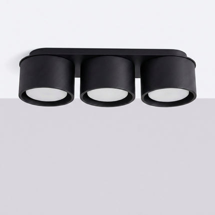 Plafonnier triple Pastille noir, vue en situation