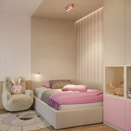 Plafonnier Triple Pastille en Aluminium Rose Poudré (GX53), mise en situation 2