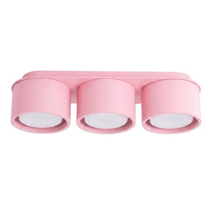 Plafonnier Triple Pastille en Aluminium Rose Poudré (GX53), packshot sur fond blanc