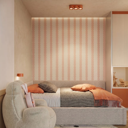 Plafonnier triple Pastille rouge ocre, vue d'ambiance