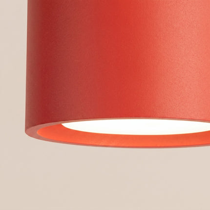 Plafonnier triple Pastille rouge vif, vue de détail