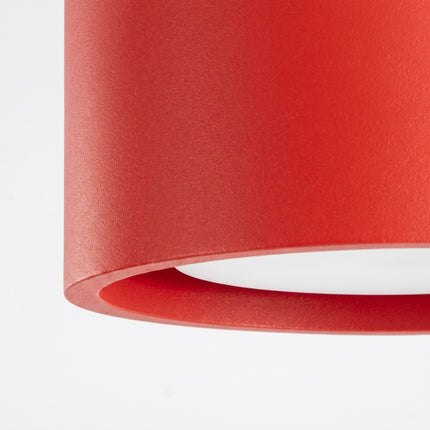 Plafonnier triple Pastille rouge vif, packshot de trois quarts