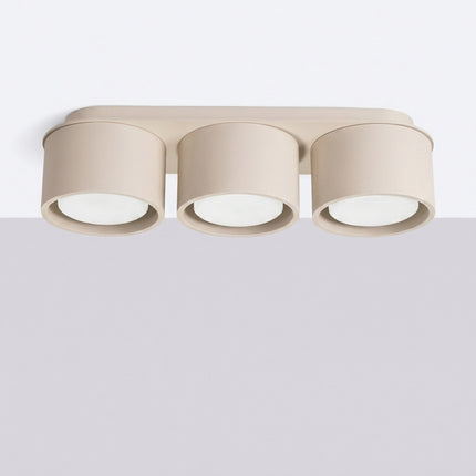 Plafonnier triple Pastille taupe, vue en situation