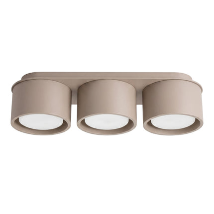 Plafonnier triple Pastille taupe, packshot sur fond blanc