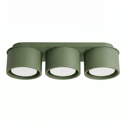 Plafonnier Triple Pastille en Aluminium Vert Olive (GX53), packshot sur fond blanc