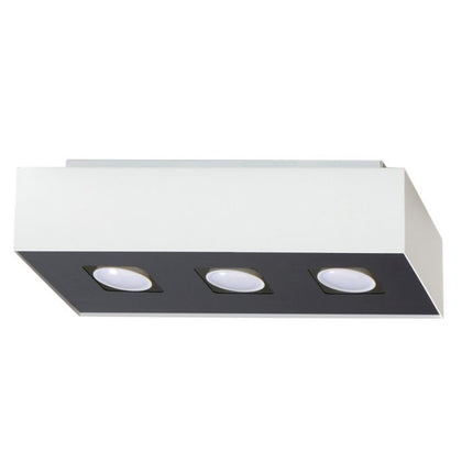 Plafonnier Triple Raffiné blanc en acier blanc mat sur fond neutre
