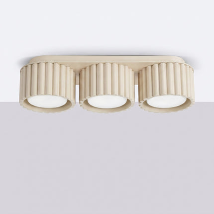 Plafonnier triple spot Aura beige, vue en situation