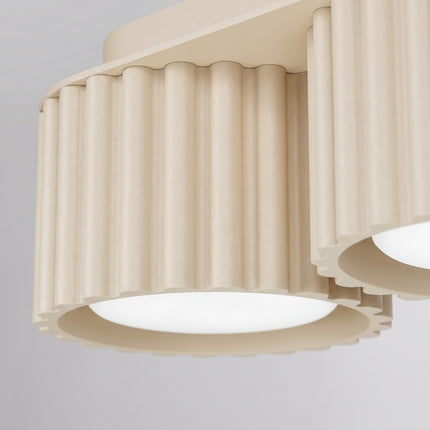 Plafonnier triple spot Aura beige, packshot de trois quarts