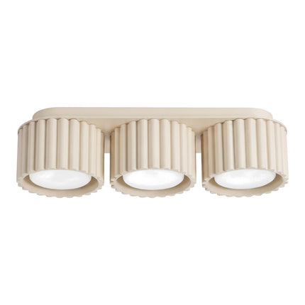 Plafonnier triple spot Aura beige, packshot sur fond blanc