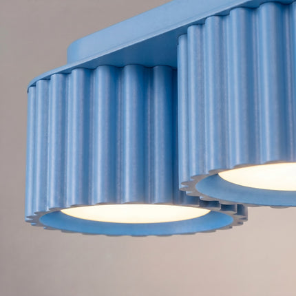 Plafonnier Triple Spot Aura Aluminium Cannelé Bleu Azur (GX53), vue de détail
