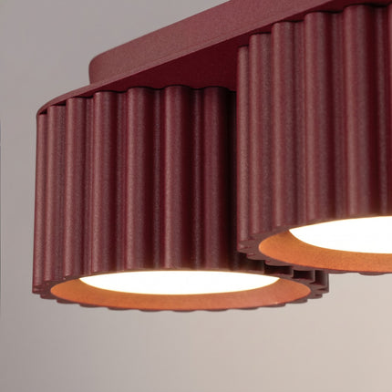 Plafonnier triple spot Aura bordeaux, vue de détail