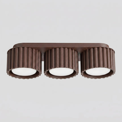 Plafonnier triple spot Aura brun chocolat, vue en situation
