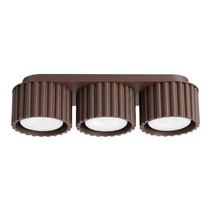 Plafonnier triple spot Aura brun chocolat, packshot sur fond blanc