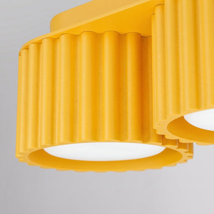 Plafonnier triple spot Aura jaune ambré, packshot de trois quarts