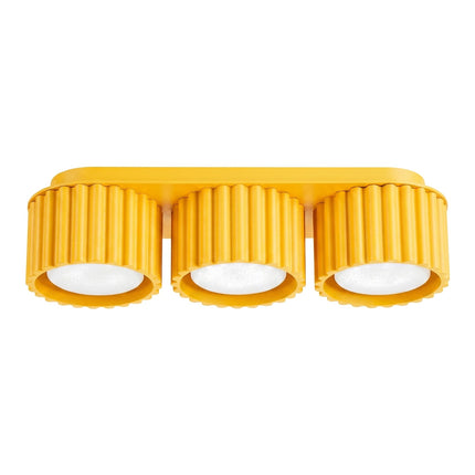 Plafonnier triple spot Aura jaune ambré, packshot sur fond blanc