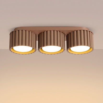 Plafonnier triple spot Aura moka, lumière allumée