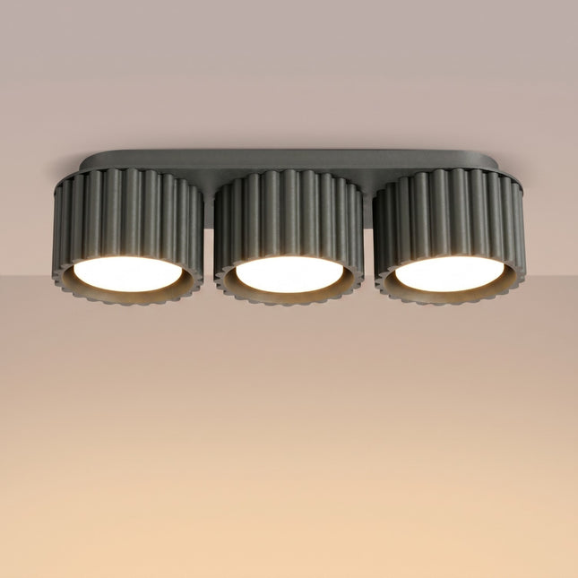 Triple ceiling light Aura spotlight black, light on