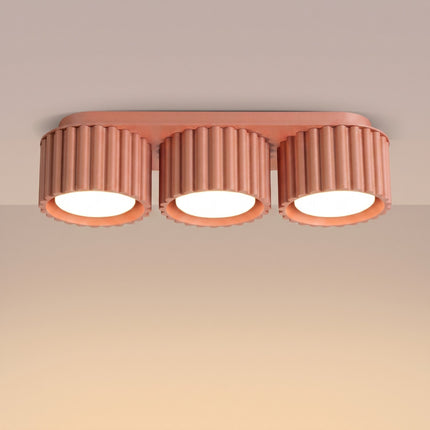 Plafonnier triple spot Aura pêche, lumière allumée