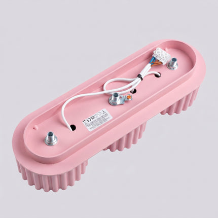 Plafonnier triple spot Aura rose poudré, détail des cannelures