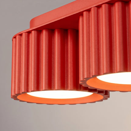 Plafonnier triple spot Aura rouge vif, vue de détail