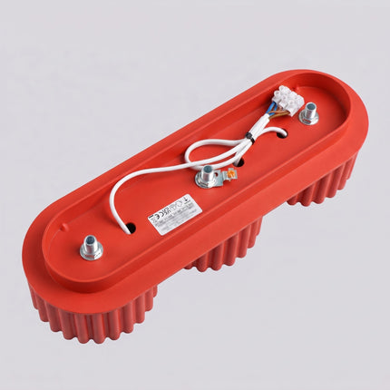 Plafonnier triple spot Aura rouge vif, détail des cannelures
