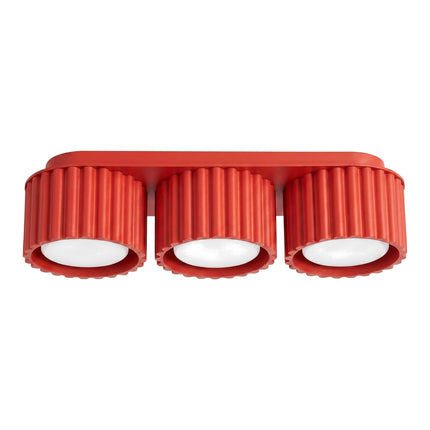 Plafonnier triple spot Aura rouge vif, packshot sur fond blanc