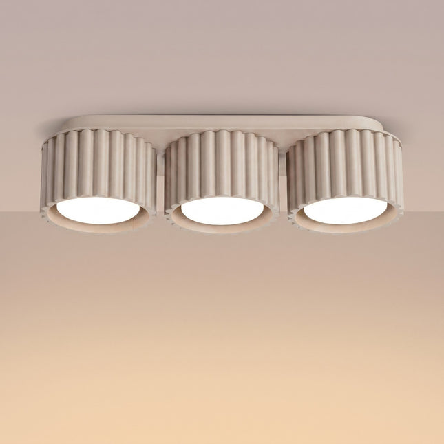 Triple ceiling light Aura spotlight taupe, light on