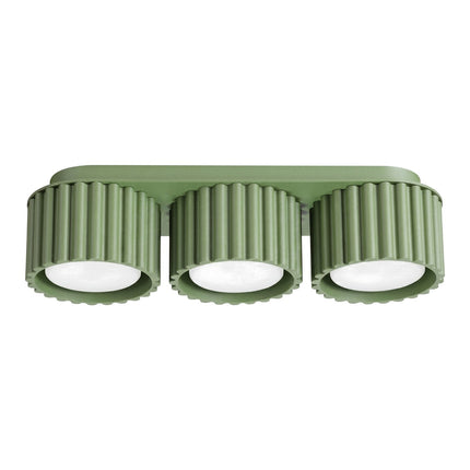 Plafonnier triple spot Aura vert sauge, packshot sur fond blanc