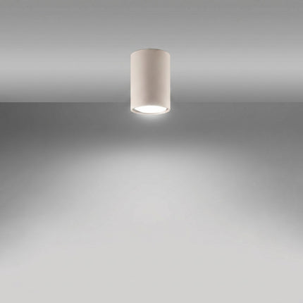 Plafonnier Tube 10 Acier Beige, Spot Plafond GU10, lumière allumée