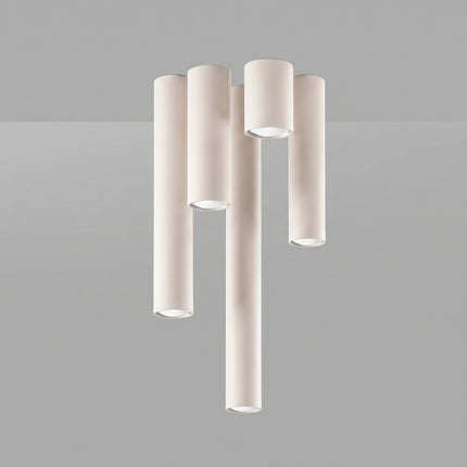 Plafonnier Tube 10 Acier Beige, Spot Plafond GU10, vue sur fond coloré