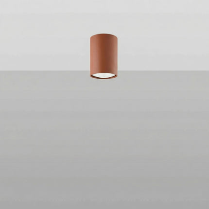 Plafonnier Tube 10 Acier Rouge Ocre, Spot Plafond GU10, vue en situation