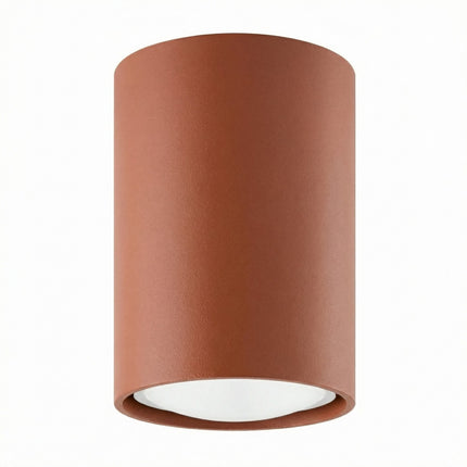 Plafonnier Tube 10 Acier Rouge Ocre, Spot Plafond GU10, packshot sur fond blanc