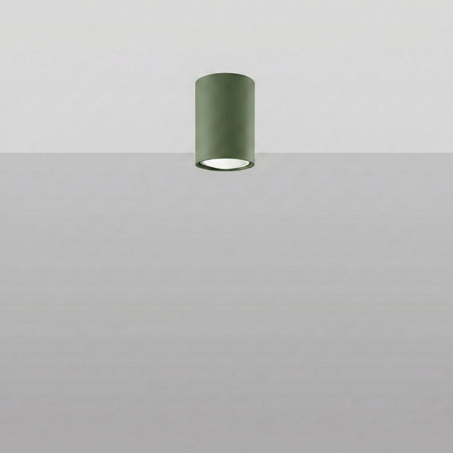 Tube ceiling light 10 steel olive green, spotlight GU10 ceiling, lifestyle view