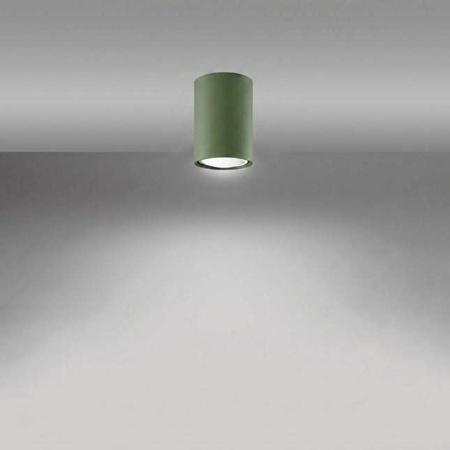 Tube ceiling light 10 steel olive green, spotlight GU10 ceiling, light on