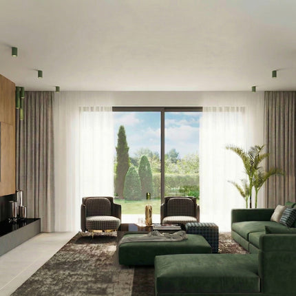 Plafonnier Tube 10 Acier Vert Olive, Spot Plafond GU10, mise en situation