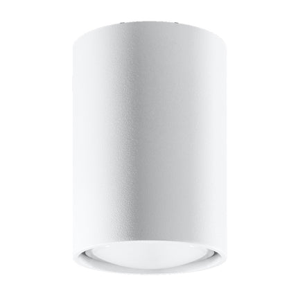 Plafonnier Tube 10 en acier blanc, vue de face, spot GU10 à fixation plafond, style japandi épuré