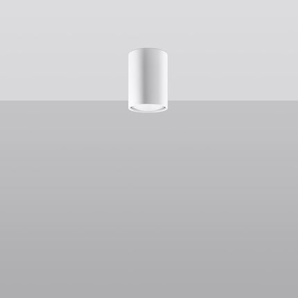 Plafonnier Tube 10 en acier blanc, vue de profil, spot GU10 à fixation plafond, style japandi épuré