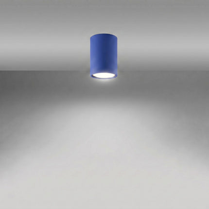Plafonnier Tube 10 bleu outremer allumée, faisceau net
