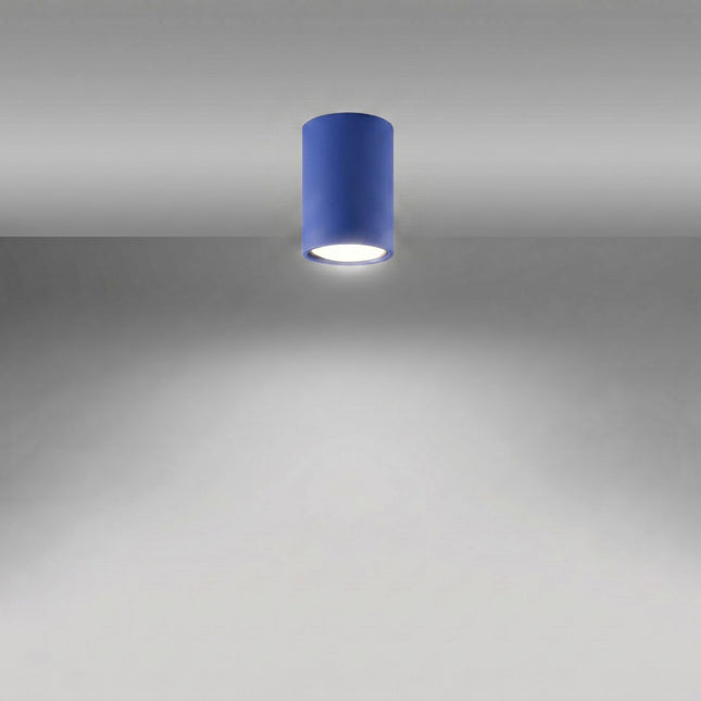 Tube ceiling light 10 ultramarine blue lit, sharp beam