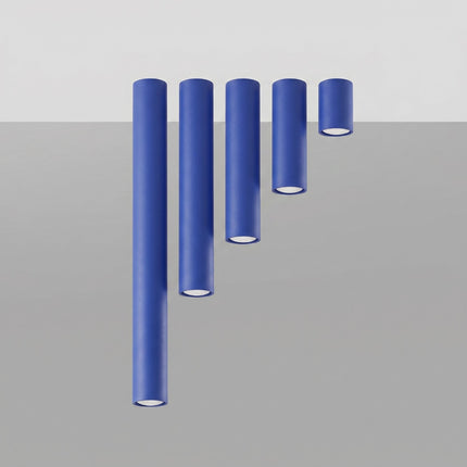 Plafonnier Tube 10 bleu outremer, vue de détail