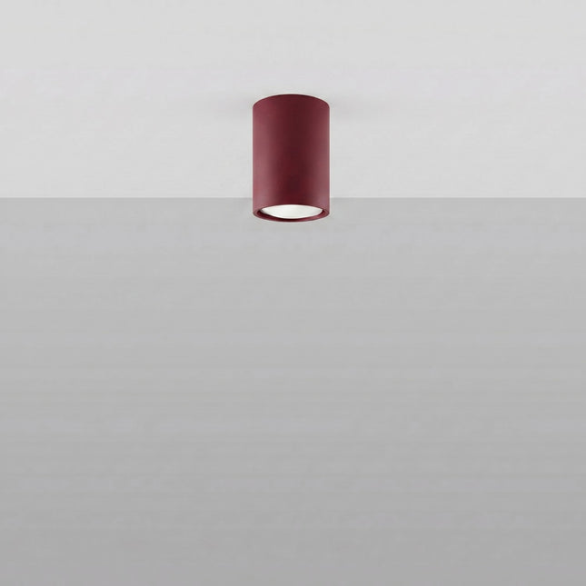Tube ceiling light 10 burgundy, lifestyle view on light background