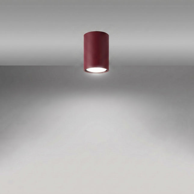 Tube ceiling light 10 burgundy lit, sharp beam