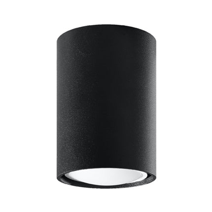 Plafonnier Tube 10 en acier noir, vue de face, spot GU10 à fixation plafond, style japandi épuré