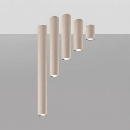 Plafonnier Tube 10 taupe, packshot de trois quarts