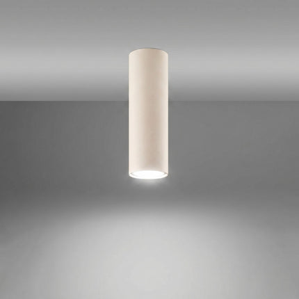 Plafonnier Tube 20 Acier Beige, Spot Plafond GU10, lumière allumée