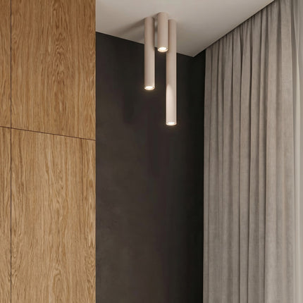 Plafonnier Tube 20 Acier Beige, Spot Plafond GU10, mise en situation 3