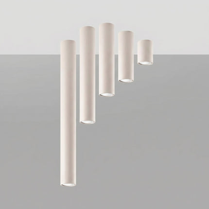 Plafonnier Tube 20 Acier Beige, Spot Plafond GU10, packshot de trois quarts