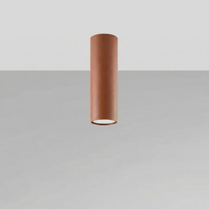 Plafonnier Tube 20 Acier Rouge Ocre, Spot Plafond GU10, vue en situation